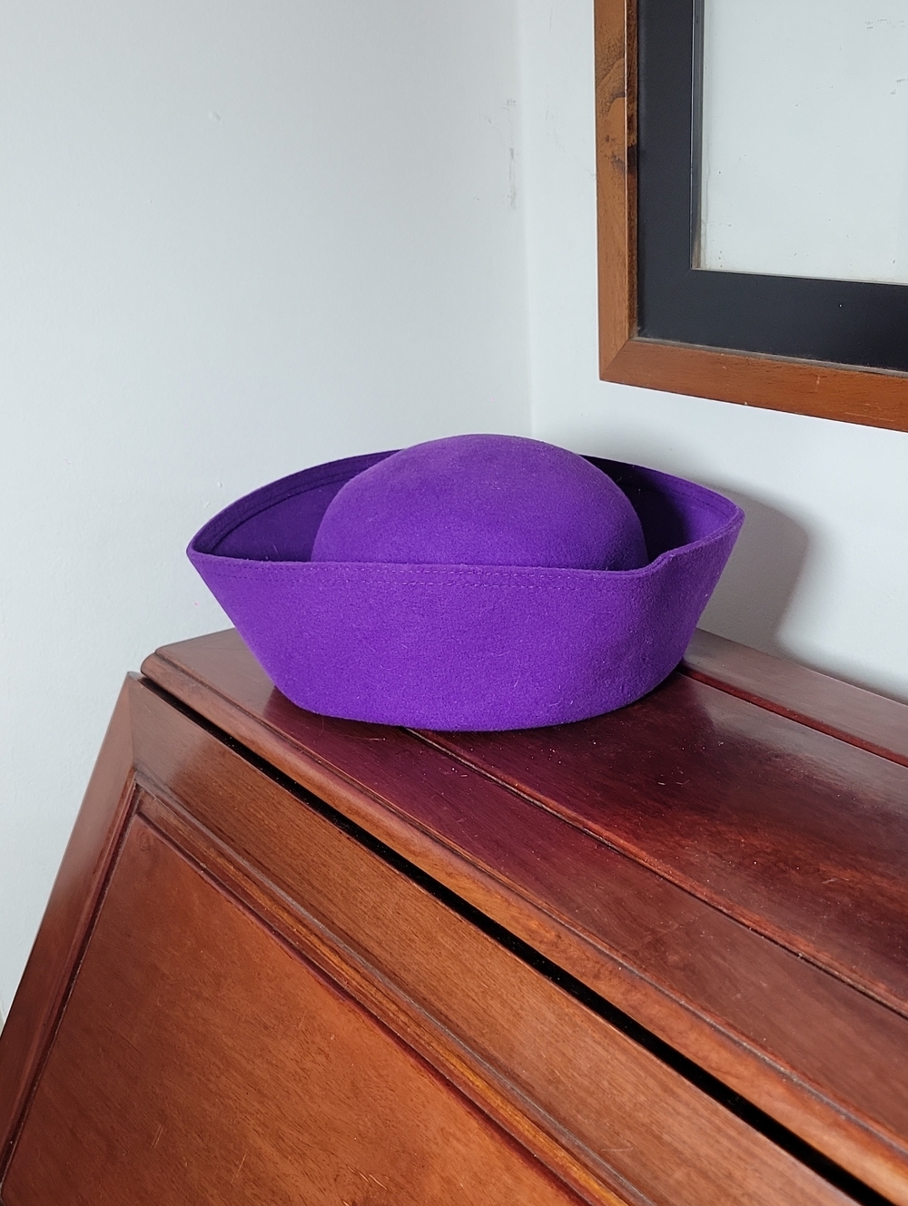 Vintage Purple Wool Felt Pillbox Hat